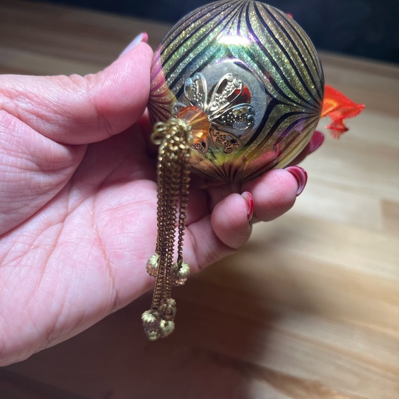 Vintage Bombay Blown Glass Ornaments Iridescent round globe - Picture 5 of 5